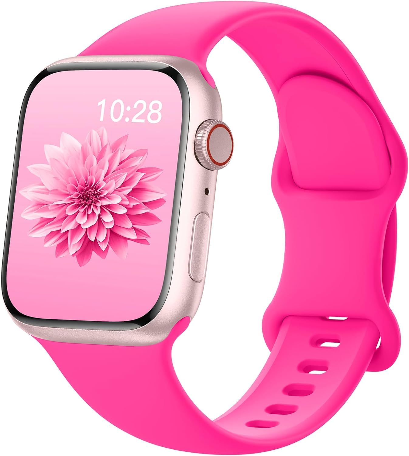 Sport Silicone Band Compatible with Apple Watch Bands 44mm 40mm 41mm 45mm 38mm 42mm 49mm Women Men, Soft Strap Waterproof Wristband for iWatch Bands Series 9 Ultra/Ultra 2 SE 8 7 6 5 4 3 2 Hot Pink 40