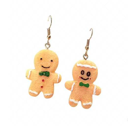 Christmas Handmade Gingerbread Man Acrylic Earrings for Women Teen Girls Asymmetric Cute Resin Funny Cookies Food Stocking Dangle Drop Earrings for Xmas Party Holiday Festival Fashion Jewelry Gifts (Gingerbread man earring)