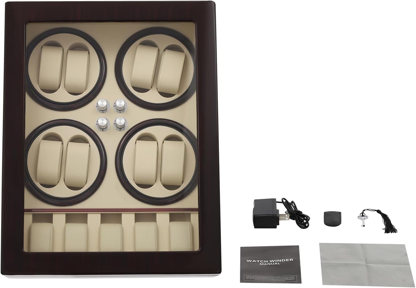 Watch Winder for Automatic Watches Lockable Winders with Watch Holders Silent 10dB Motor w/4 Modes Luxury Automatic Watch Winder 8+5 Display Box with Built-in Illumination
