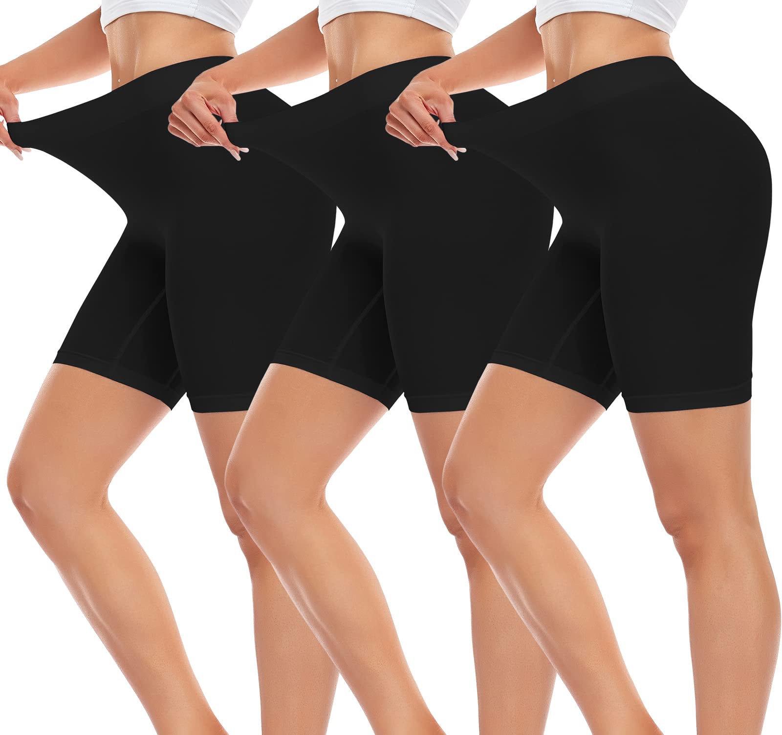 Slip Shorts Donne Senza Cuciture Boyshorts Mutandine per Sotto Abiti Coscia Più Sottile Anti Chafing Biancheria Intima Boxer Slip, 3 pezzi (nero* 3), XXX-Large