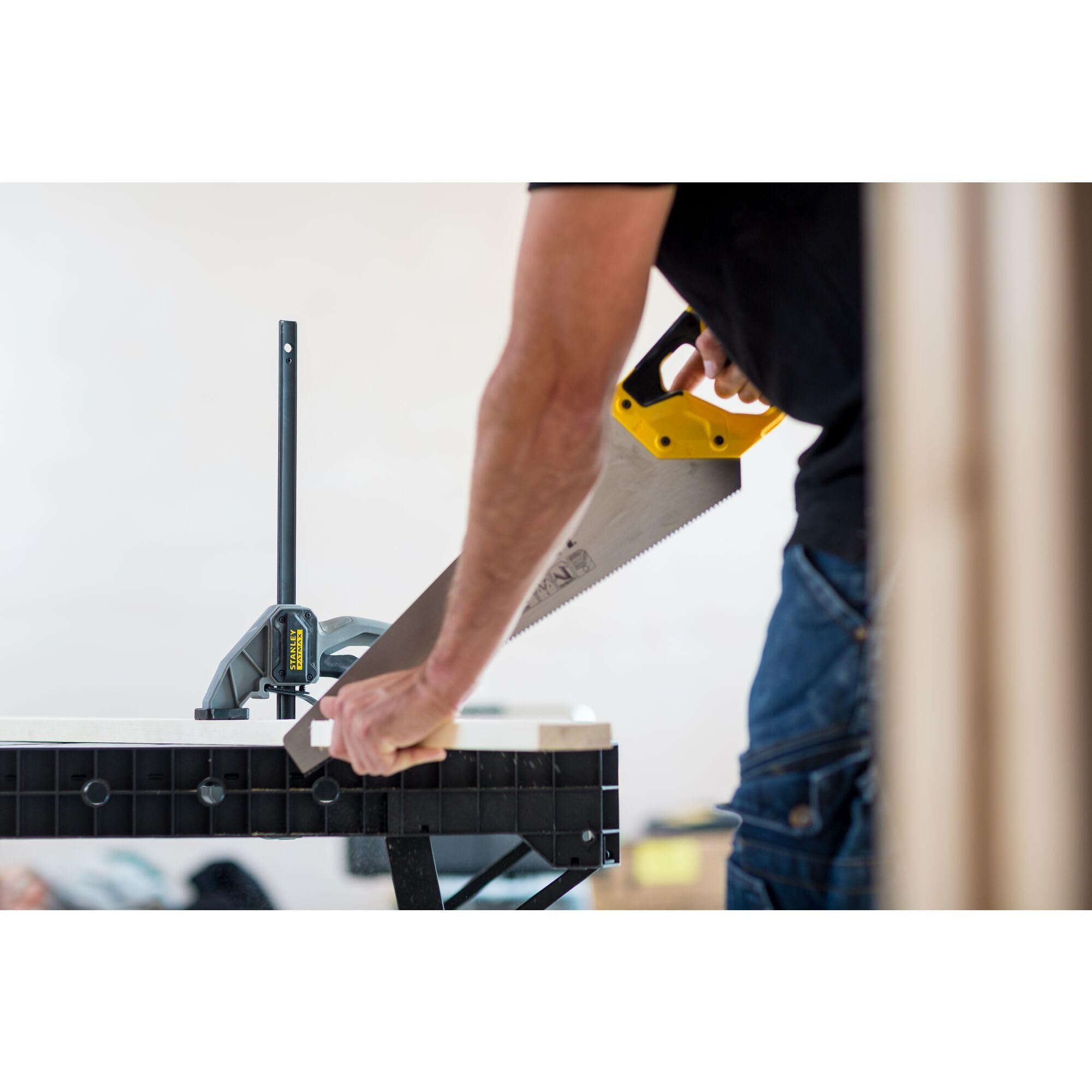 STANLEY FATMAX Express Banco da lavoro pieghevole - Piano di lavoro portatile con capacità di carico di 450 kg, compatibile con morsetti, peso di 10 kg, FMST1-75672