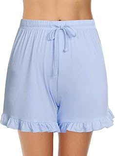 Womens Cotton Pajama Shorts Comfy Sleeping Shorts Sleepwear Lounge Pj Bottoms with Drawstring & Pockets