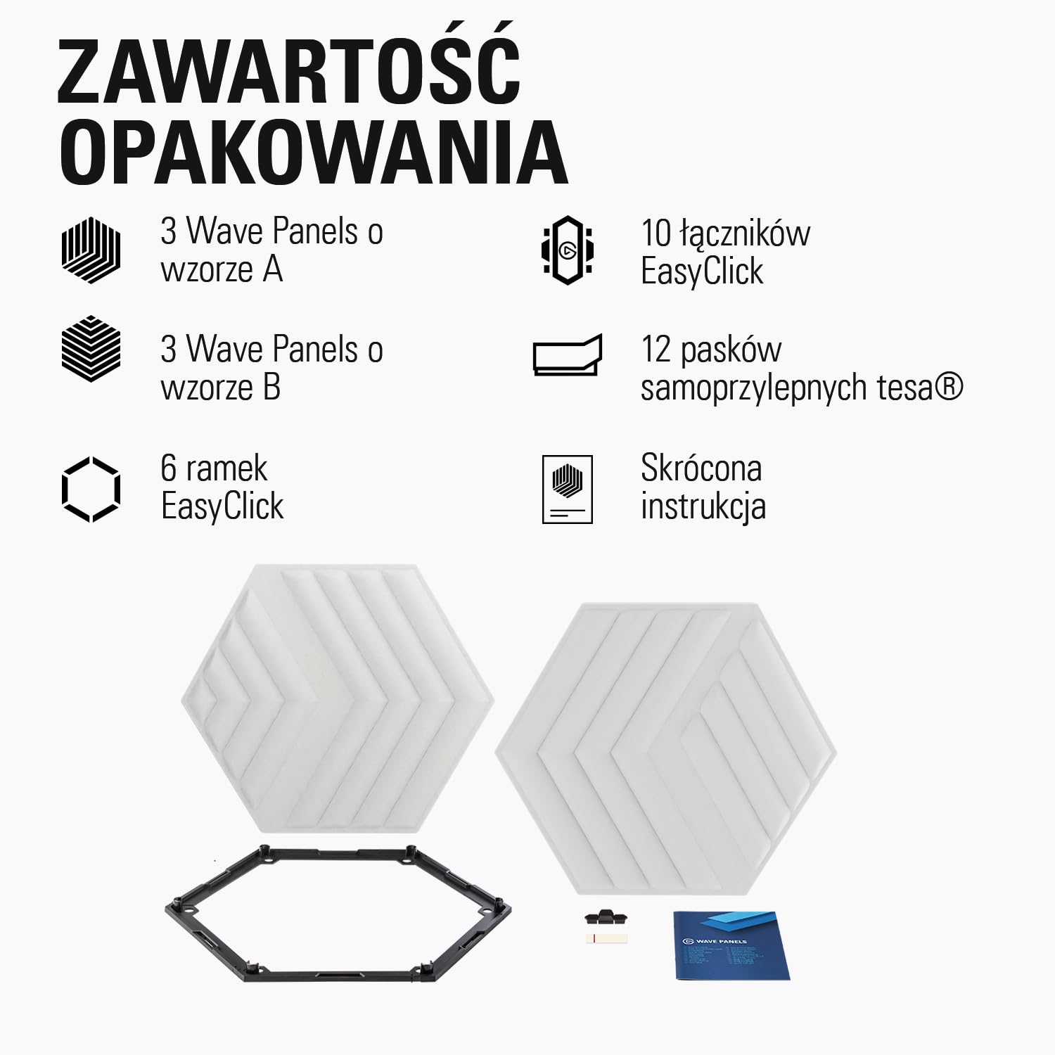 Elgato Wave Panels MK.2 White, zestaw startowy | 6 paneli akustycznych, pianka o podwójnej gęstości, ramki EasyClick, modułowa konstrukcja, łatwy montaż