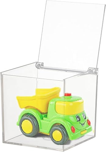 KissYou Caja pequeña de acrílico con tapa transparente con bisagras, soporte para cápsulas de café, cubo cuadrado transparente de Lucite