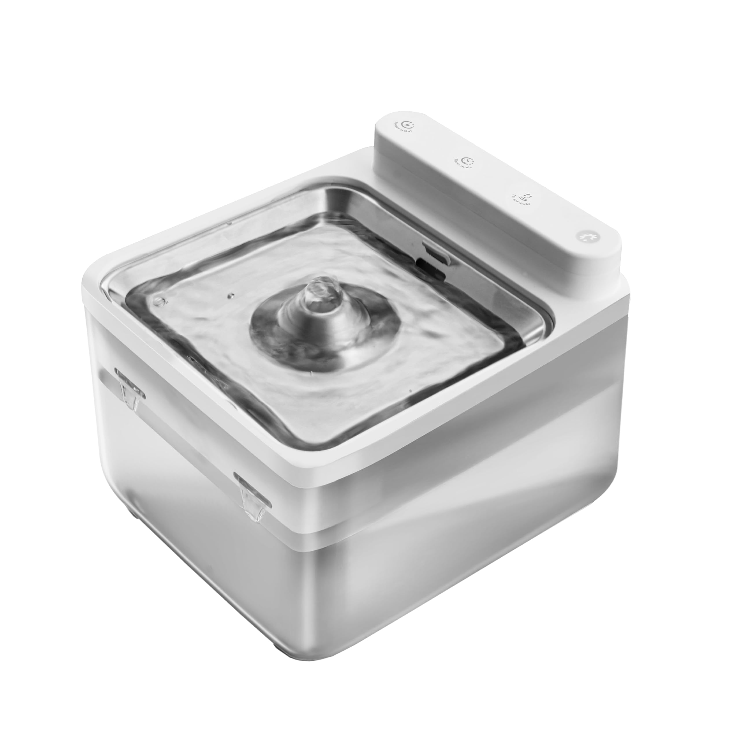 Wireless Rechargeable Battery Operated Cat Water Fountain 304 Stainless Steel,105oz/3L Larger Sensor Auto Pet Fountain,Quiet Pump,BPA-Free,Radar Induction (White)