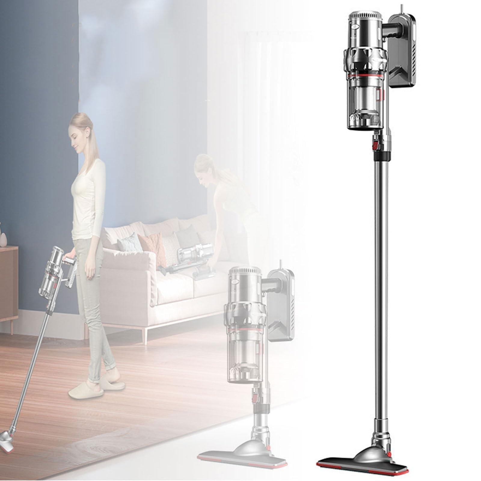 COYEUX Pionowy odkurzacz 2000 W, pojemnik na kurz 1,1 l, 5 skutecznych filtrów, regulowana wysokość, do wszystkich podłóg drewnianych, dywanów, sierści zwierząt domowych