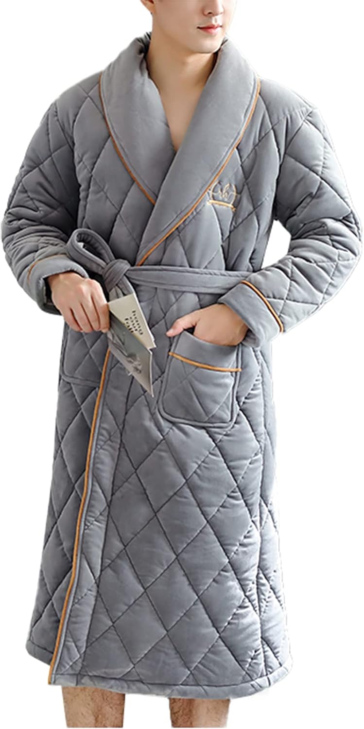 人気ブランドの新作 メンズソフトウォームドレッシングガウンシックラグジュアリープラスベルベットロングコーラルベルベット