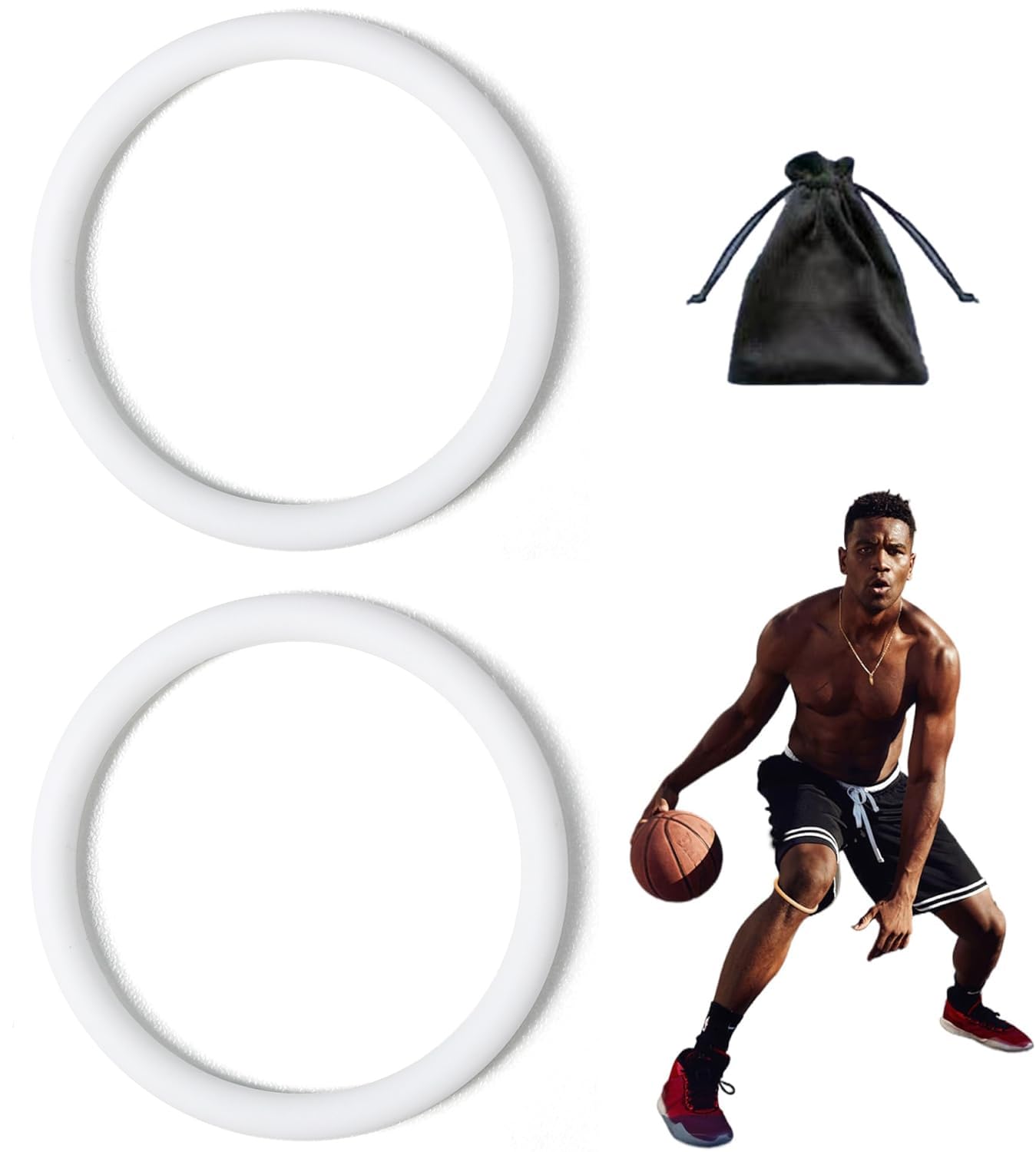 Patellar Tendon Support Strap, Knee Pain Relief & Patella Stabilizer Knee Strap Brace Support for Hiking, Soccer, Basketball, Running, Jumpers Knee, Tennis, Volleyball & Squats (White)