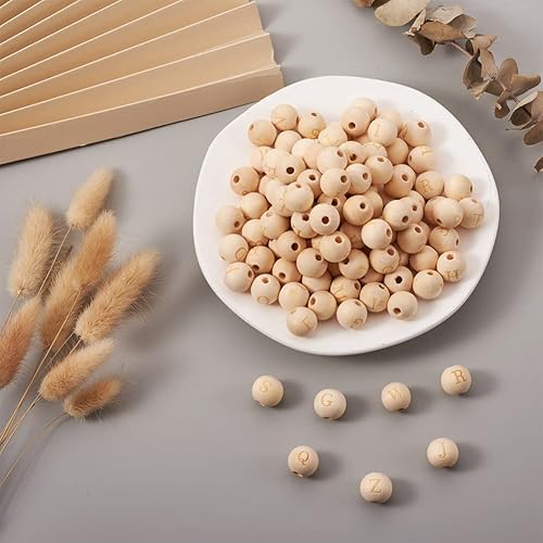 Miniatura 48 de Cheriswelry 240 cuentas de madera natural teñidas de 0.472 in, 16 a 0.669 in, cuentas de madera para decoración de manualidades, cuentas de madera