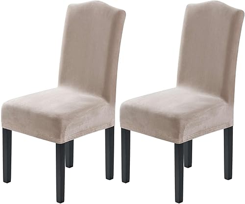 Miniatura 30 de H.VERSAILTEX Juego de 4 fundas elásticas para sillas de comedor, fundas protectoras para sillas Parson, tela de terciopelo sólido suave y gruesa