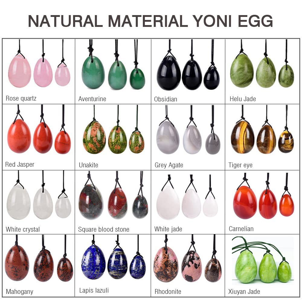 Naturel Jade Yoni Oeuf Ensemble Femmes Kegel Exerciseur Muscles Vaginaux Boule De Serrage Cristal Rose Quartz Ben Wa Ball,oeil Du Tigre