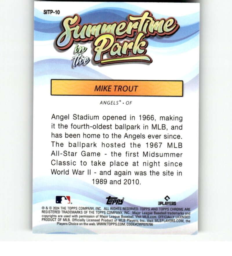 Amazon.com: 2024 Topps Chrome Summertime in the Park #SITP-10 Mike