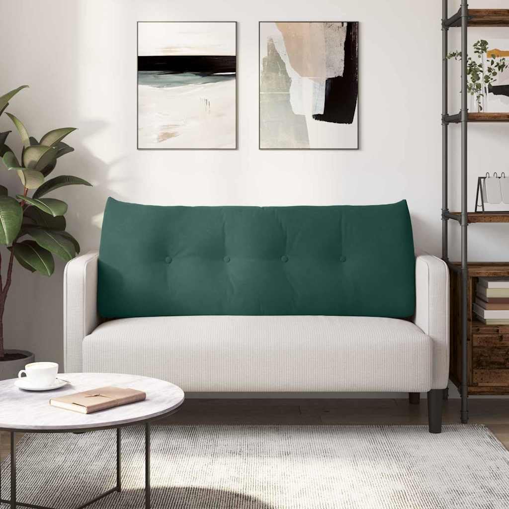 Rückenkissen, Dunkelgrün, 120 x 24 x 50 cm, Samt, Kissen aus Samt, für Wohnzimmer, mit Seitentasche für Fernbedienung, ergonomisches Lendenkissen für Sofa, Bett, Büro, Bezug