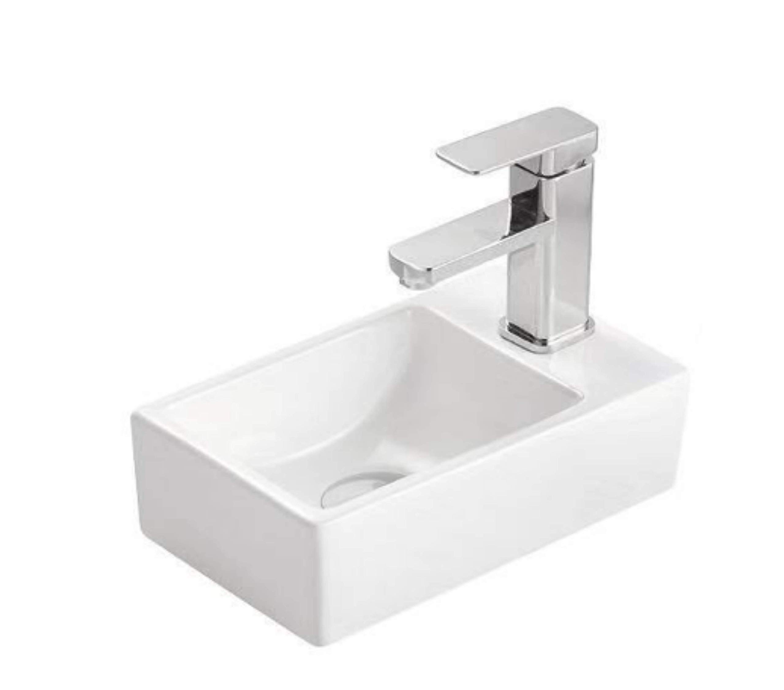 Housler White Housler® Compact Small Wall Hung Bathroom Basin Sink 310Mm X 190Mm Ceramic No Mixer Tap