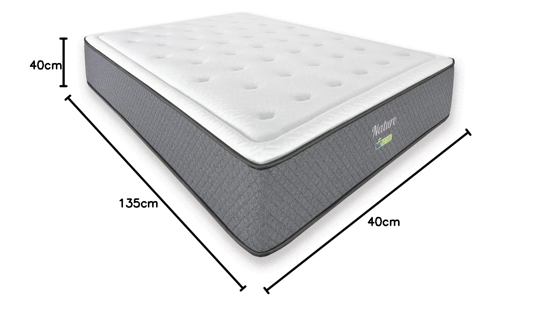 Matnature | Nature High Resilience | Colchón Viscoelástico | HR Superior Sensación Muy Suave | Firmeza Óptima y Alta Adaptabilidad | Altura 25 cm | Antibacterial y Antiácaros (135 x 180 cm)
