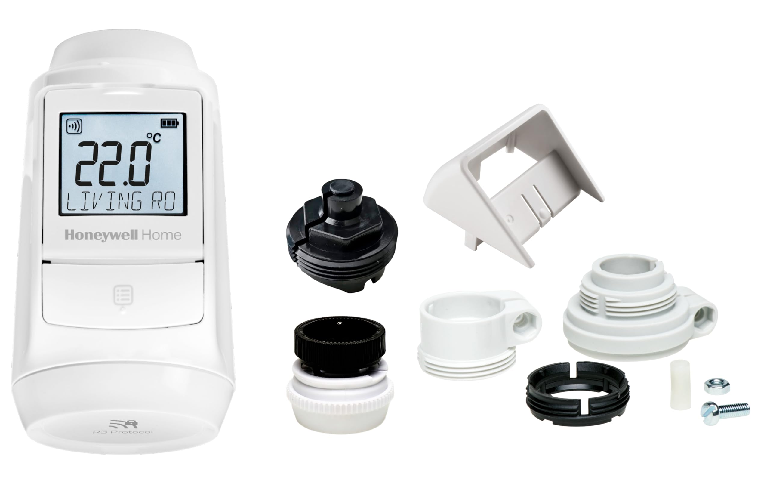 Honeywell Home Evohome Thermostat de Radiateur 1 Pièce avec Adaptateurs - Pièce par Pièce, Confort Contrôlé, Simple