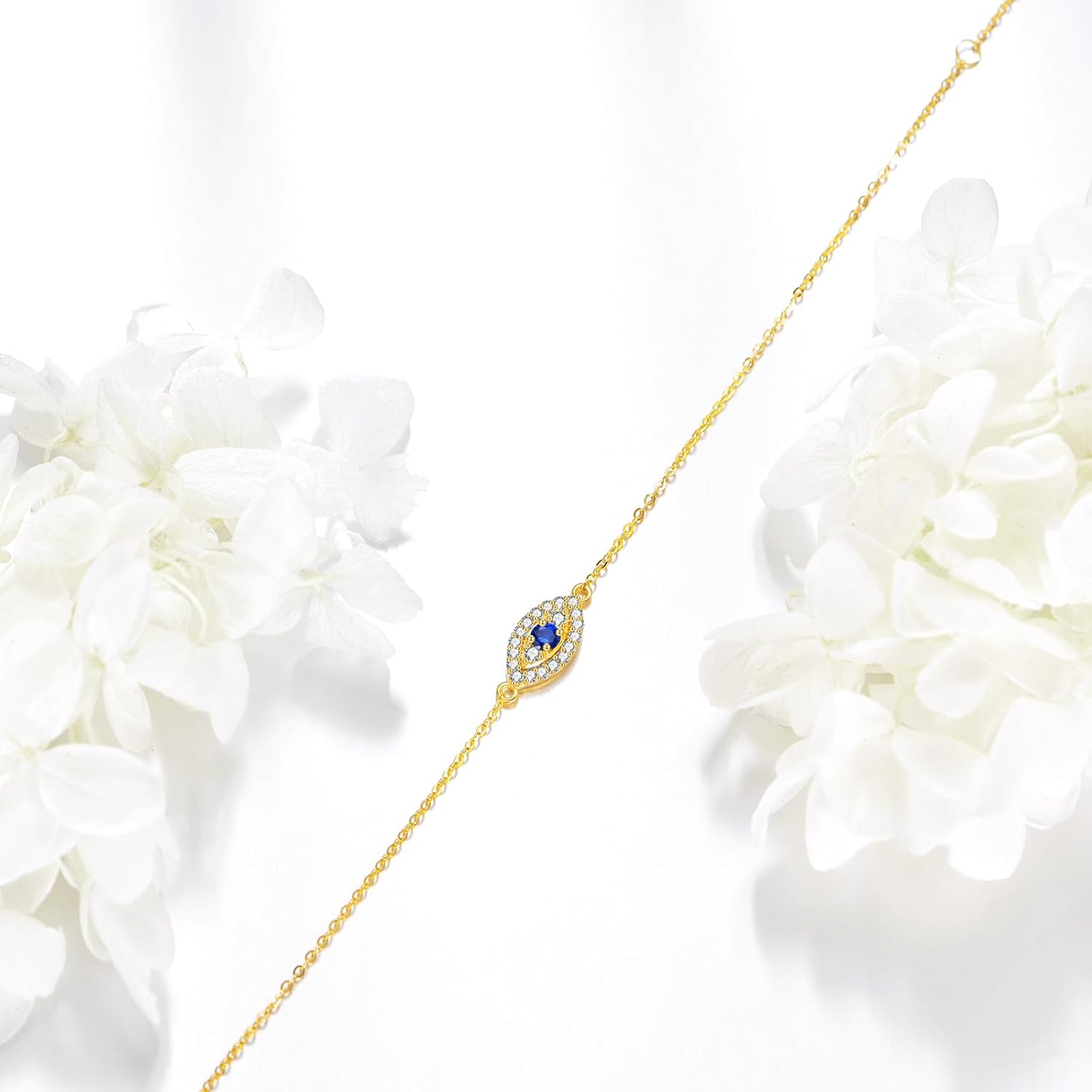 KECHO 14k Gold Evil Eye Bracelets Real Gold Thin Chain Bracelet Protection Jewelry Christmas Birthday Gift for Women