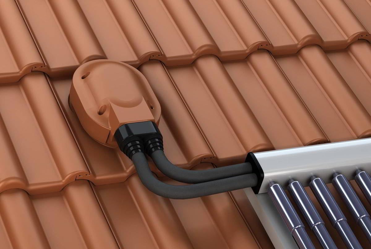 Wasserdichter Solar- und Photovoltaik-Dachdurchgang für Braas Frankfurter Dachziegel, Flexibles Kabelmanagement, UV-beständig, Einfache Montage, Kompatibel mit Keramikziegeln (Anthrazit)