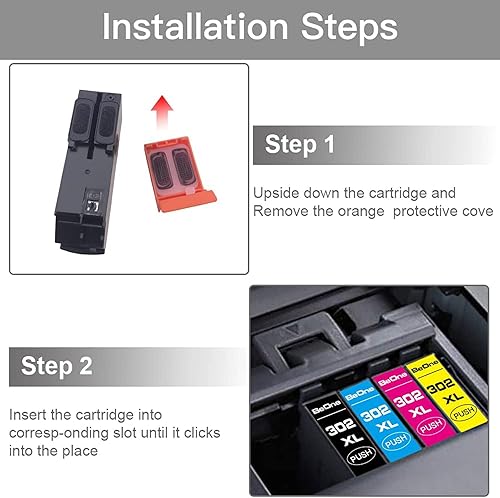 Miniatura 4 de BeOne Cartucho de tinta remanufacturado de repuesto para cartuchos de inyección de tinta rellenos Epson 302XL 302 XL T302 T302XL para usar con