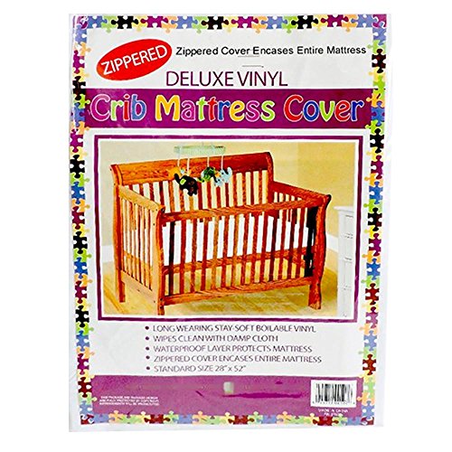 Deluxe Vinyl Zippered Crib Mattress Cover Full Encasement 28" x 52" Standard Size Waterproof White