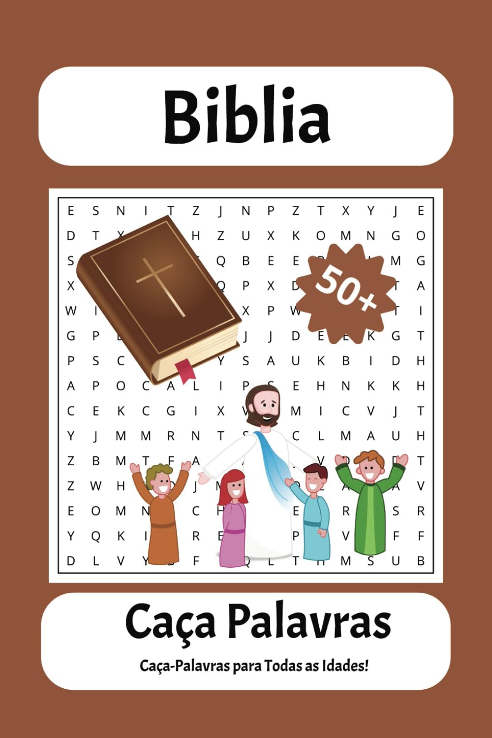 Livro de Caça-Palavras da Bíblia: Caça-palavras com impressão fácil de ler sobre Bíblia, Escola Bíblica, Ensinamento Cristão e mais | 15,24 x 22,86 cm, 110 páginas | 50* Puzzles. Presente para Férias