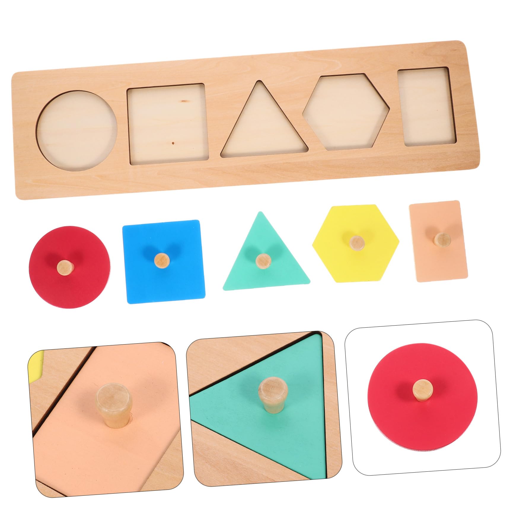 WOONEKY Juguete Educativo Montessori Paneles Geométricos de Madera para Pequeños de Rompecabezas de Bloques de Madera para Desarrollo Cognitivo y Reconocimiento de Colores