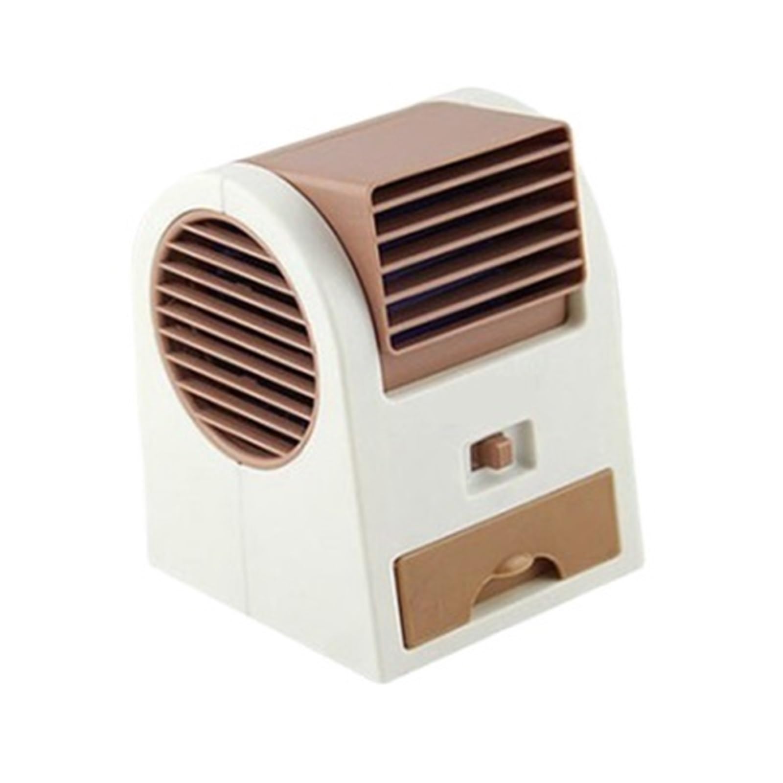 Cczrd Brown Usb Battery Dual-Use Mini Conditioner Cooling Fan Office Desktop Bladeless Air Conditioning Fans Humidification Ventilator Airflow Comfort Refreshing Breeze(Brown)