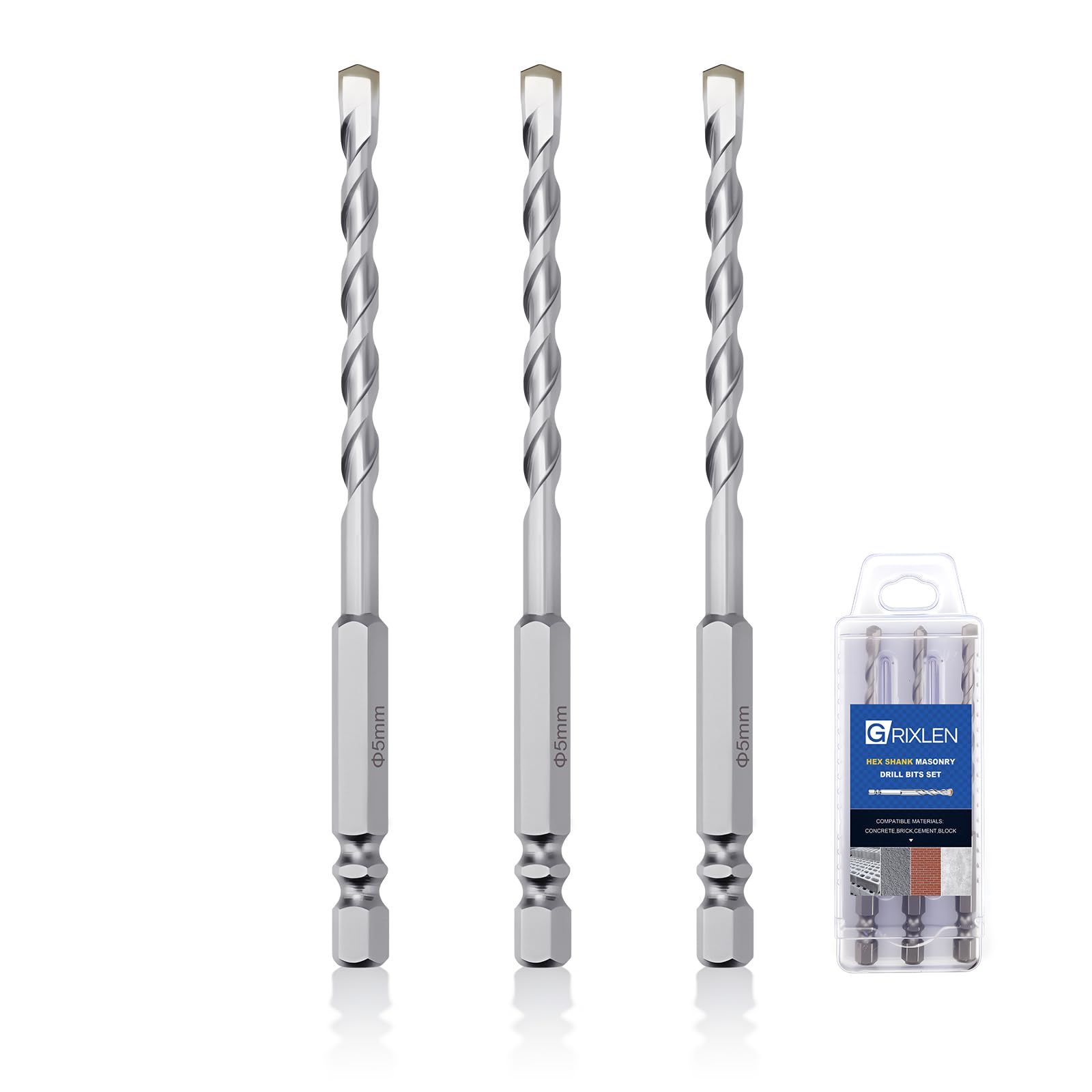GRIXLEN Masonry Drill Bits - 3 Pack 4mm -25 GRIXLEN Masonry Drill Bits - 3 Pack 4mm -25
