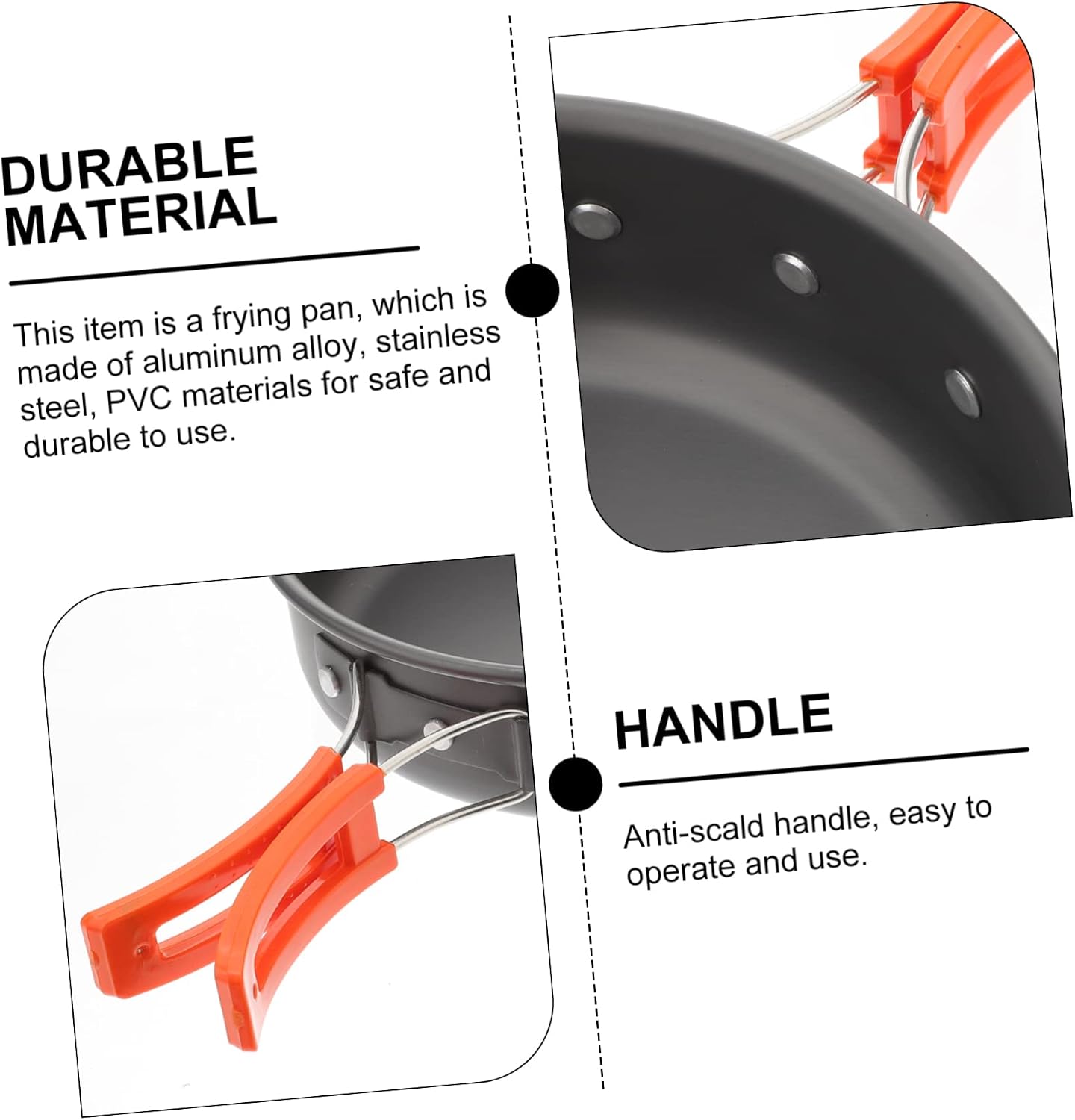 Garneck Portable Camping Frying Pan Utensil for Outdoor Cooking Lightweight Design for Hiking and Picnics