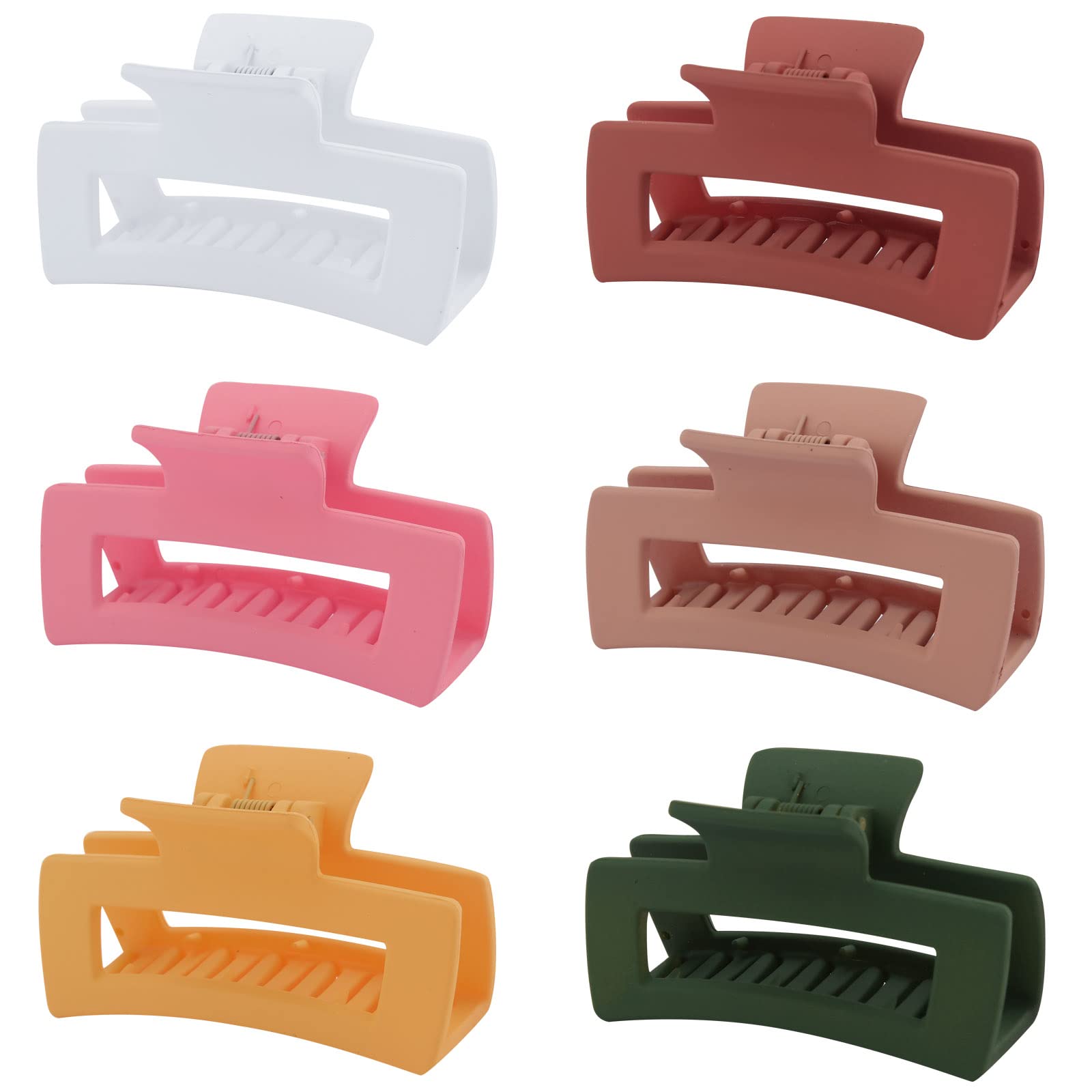 3 Inch Square Claw Clips for Thin Thick Hair, YISSION 6 PCS No Slip Medium Hair Claw Clips Rectangle Claw Clip Jaw Clips for Hair, Matte Jumbo Hair Clips for Women Girls Fashion Hair Accessories