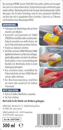 SONAX XTREME Ceramic Polish All-in-One (500 ml) beseitigt Verkratzungen auf vermatteten,...