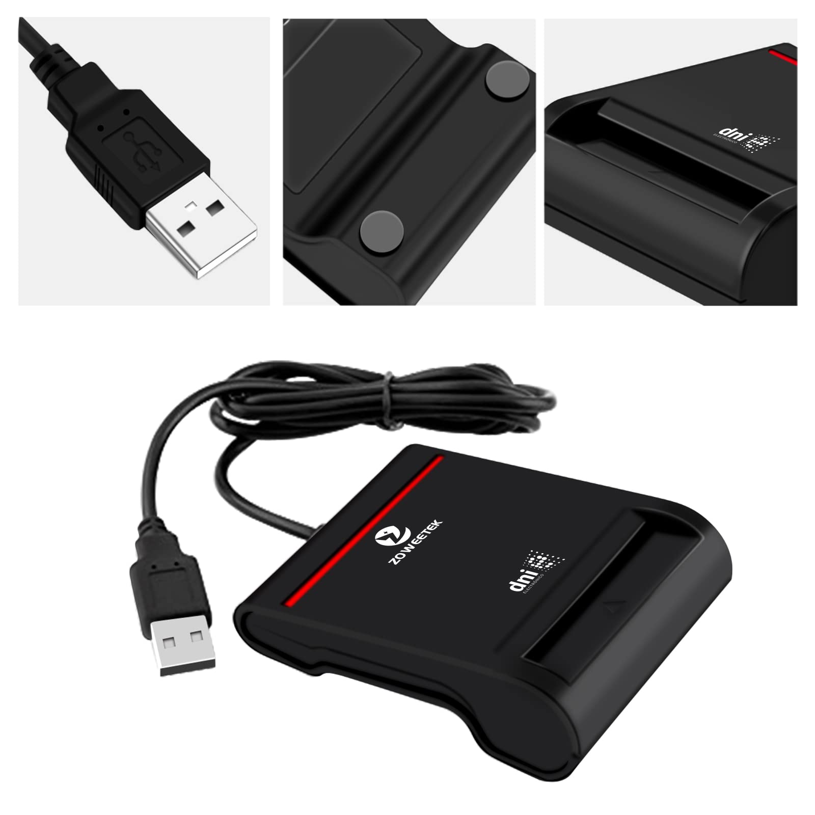 ZOWEETEK Lector dnie electronico,Lector de DNI,Compatible con Todas Las Tarjetas de DNI