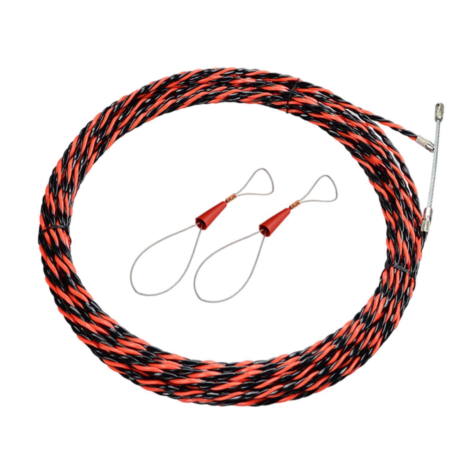 Dispositivo di guida per cavi elettrici,Rosso,20 metri | PVC che garantisce affidabilità durante le attività di trazione dei cavi elettrici. Estrattore elettrico per condotti,