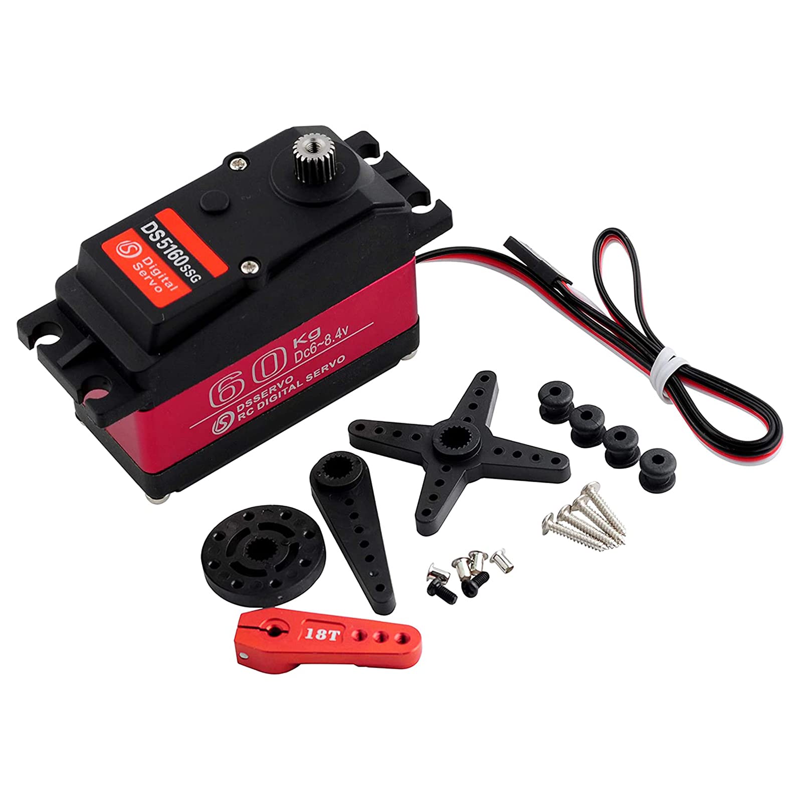 RUIZHI 60KG RC Digital Servo DS5160 Metal Gear Coppia Elevata Impermeabileper High Torque Servo per 1/5 Redcat HPI Baja 5B SS RC Auto compatibile SAVOX-0236 LOSI XL 5T (180 °)
