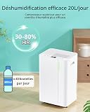 Deumidificatore da 20 l/giorno, deumidificatore elettrico con compressore, 3 modalità, silenzioso e a basso consumo, drenaggio continuo, serbatoio da 5 l, timer 24 ore, controllo automatico - 3