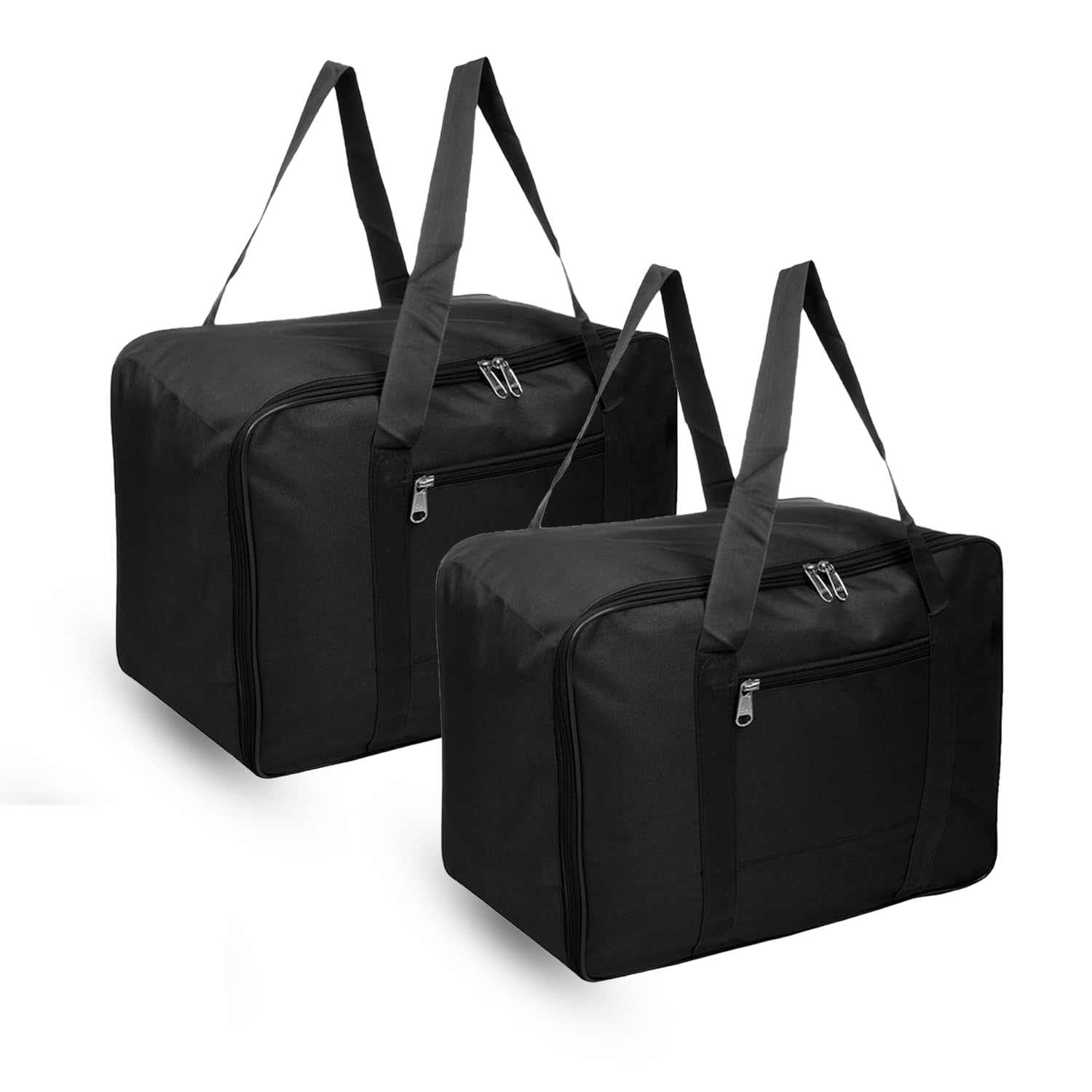 Kuber Industries Rexine Storage Bag | Clothes Storage Attachi Bag | Underbed Storage Bag | Zipper Storage Bag | Wardrobe Organizer With Handle | Travel Jumbo Attachi Bag | Pack Of 2 | Black