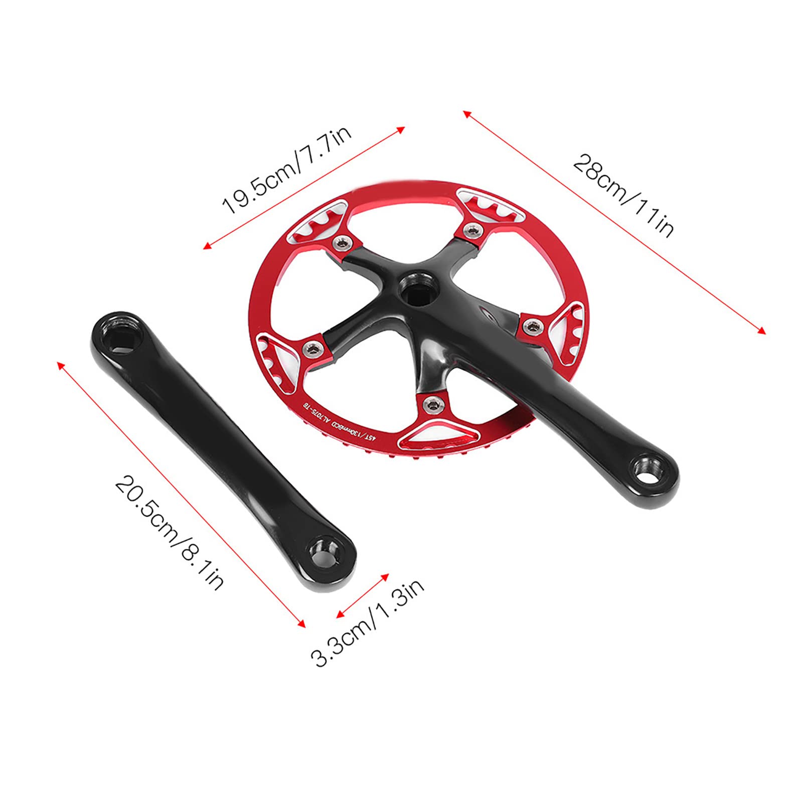 Generic Mechanizm Korbowy Rowerowy Meijun 170mm Lekki Zestaw kół łańcuchowych ze Stopu Aluminium 45T 47T do Rowerów Szosowych i Rowerów Składanych