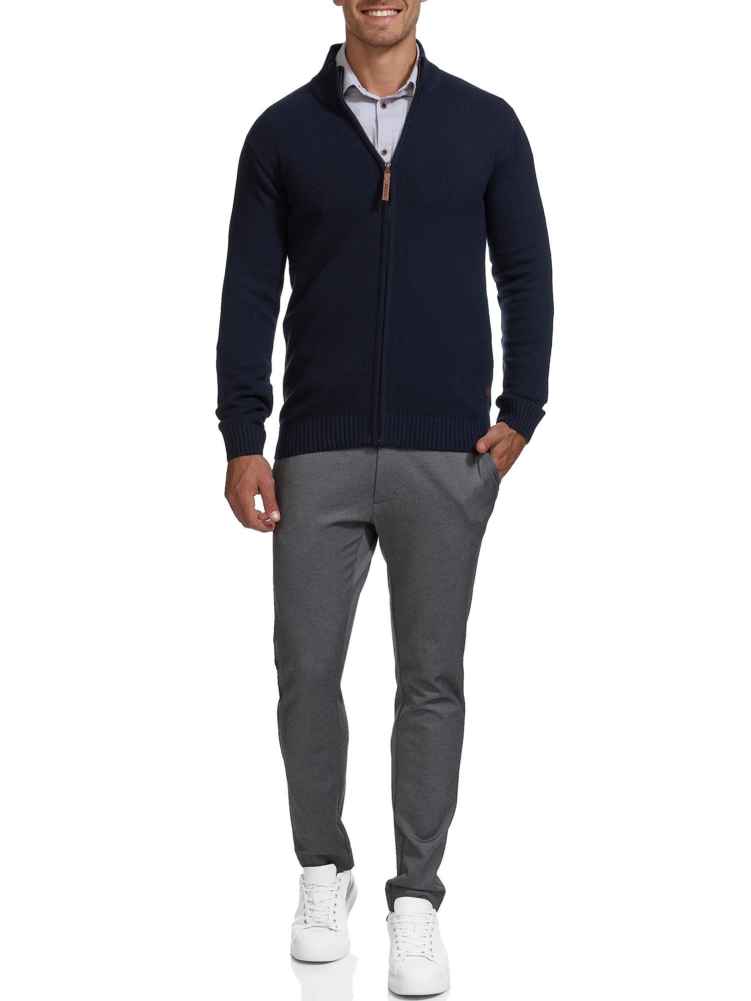 Indicode Hommes INLut Cardigan | Gilet à col Montant