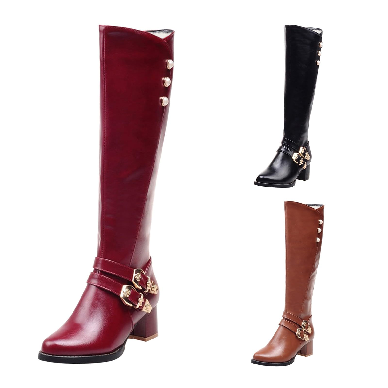 Damen Winterstiefel Gefüttert Reitstiefel Kunstleder Große Größe Boots