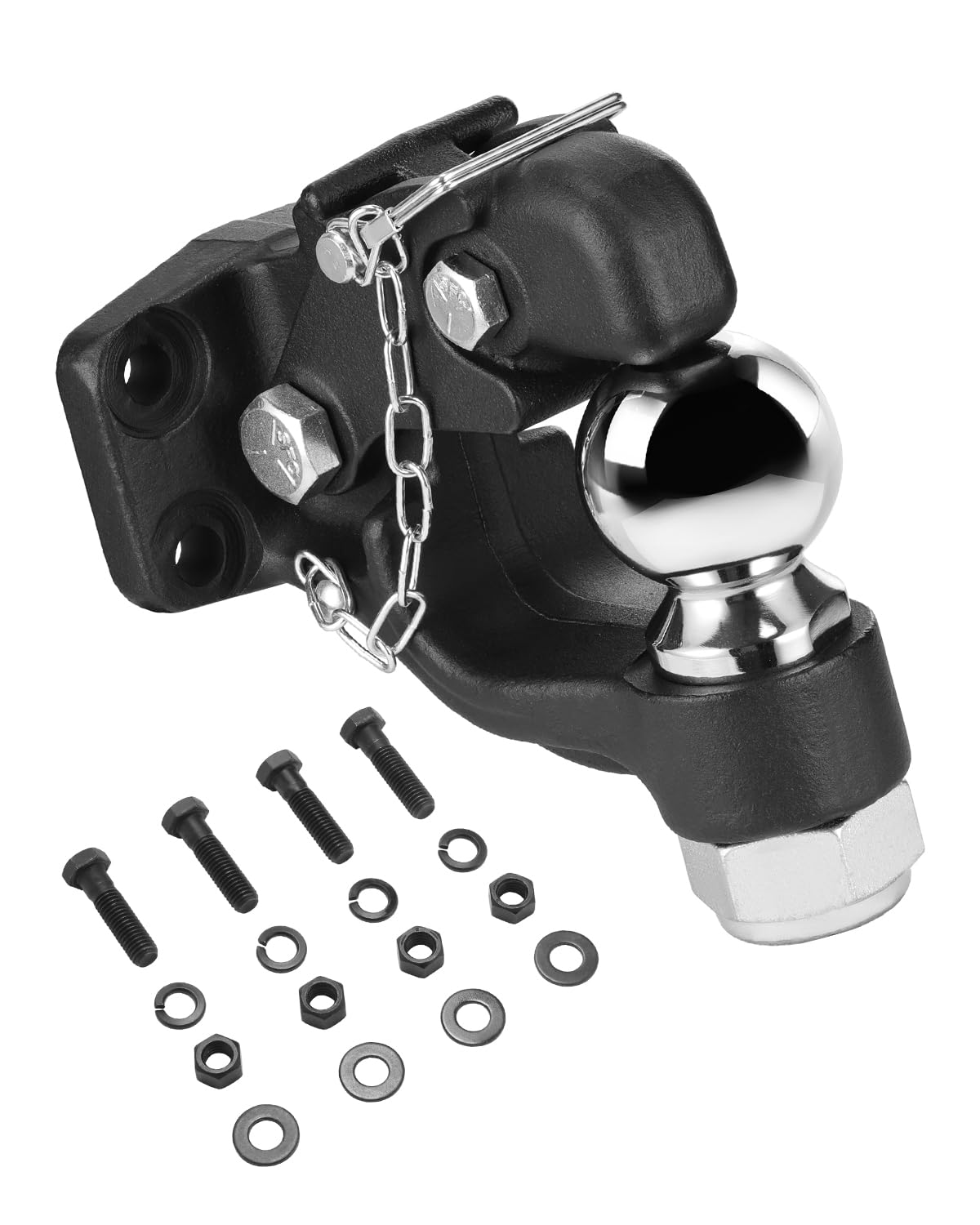 VEVOR Pintle Hook, 20000 lbs Towing Capacity, Trailer Hitches Receiver Hook Combination 2-5/16-inch Hitch Ball, Fits 2.5 to 3-inch Lunette Ring with Mounting Kit, Wear-Resistant, Black Powder Coat
