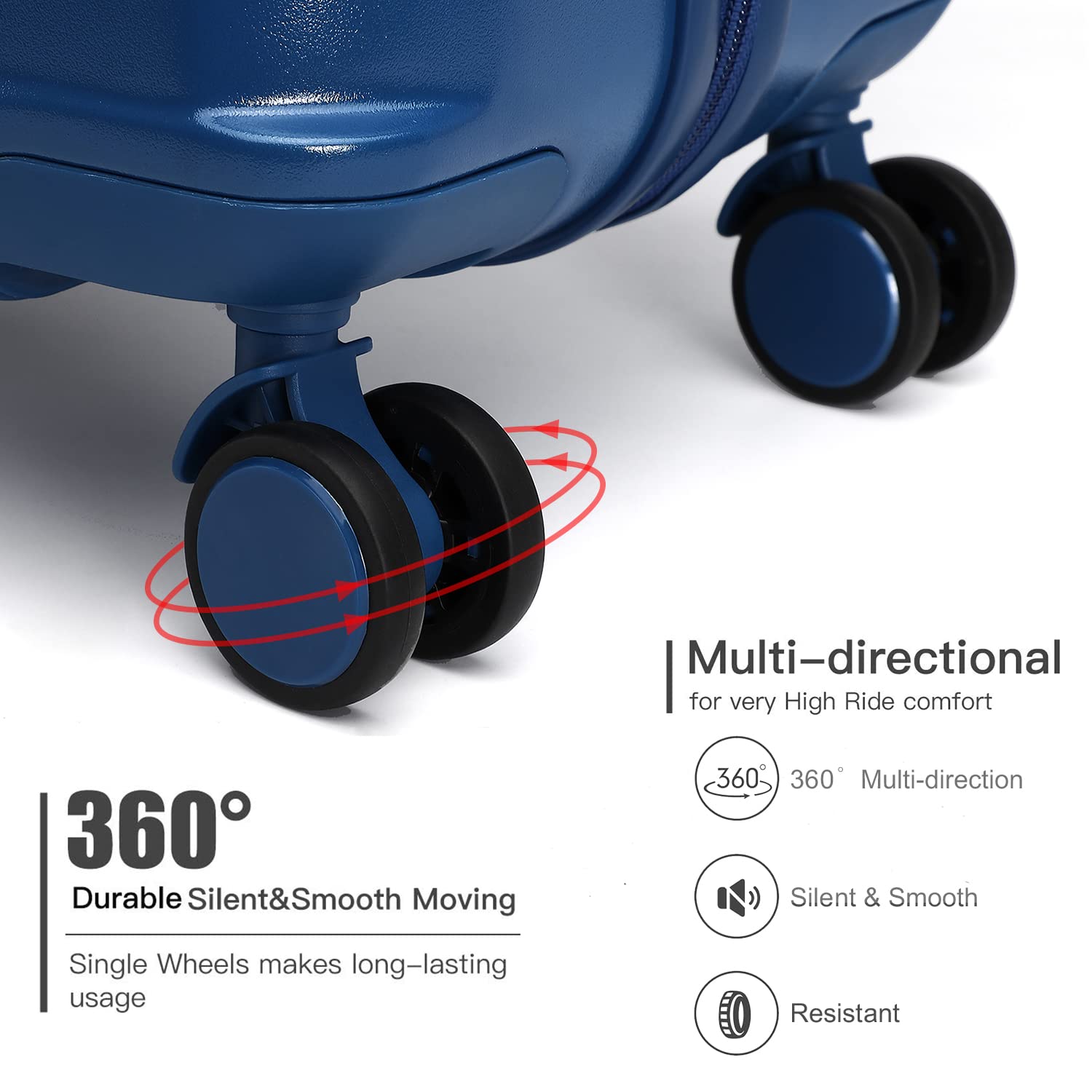 British Traveller Valigia Trolley Rigida Bagaglio a Mano da Viaggio ABS+PC Leggero con TSA Lucchetto (64cm,Blu)