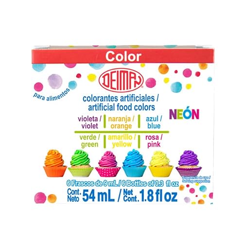 Deiman Kit de colorante artificial para alimentos neón multicolor 370 L (1.8 fl oz)