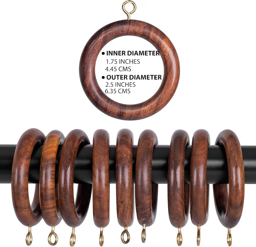 Handmade Wooden Curtain Ring,Wood Drapery Rings,Curtain Ring for Door&Window Decor Easy Glide Curtain Rings:-Smooth,Durable&Stylish Window(Inner Dia 1.75,Outer Dia 2.5 Inch) Rosewood (Pack of 100)