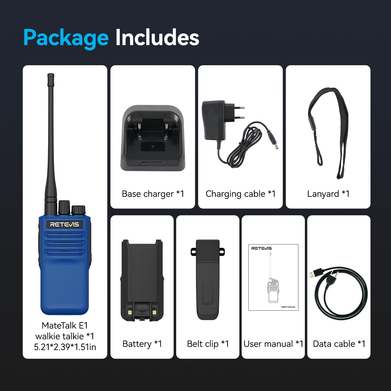 Retevis MateTalk E1 Explosionsgeschützter Walkie Talkie, IP68 Funkgerät | 2-Weg-Funk mit Notfallalarm, Unterstützt DMR- und NXDN-Digital Modi, 2450mAh, für Raffinerien (Blau, 1 Stück)