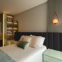 Cabeceiras Estofada Modular Cama Casal King e Super King Painel 2,00mX60cm Módulos Adesivos (Preta)