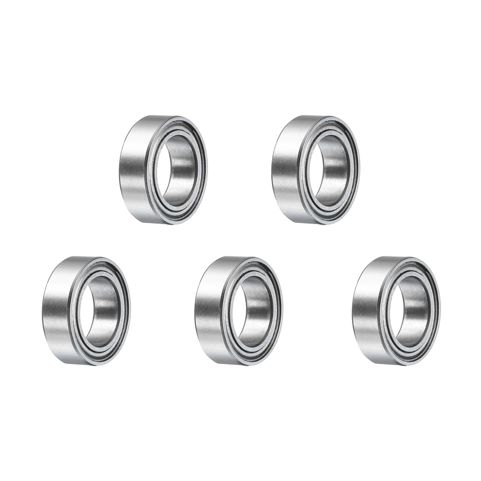 uxcell 5pcs r1810zz deep groove ball bearings 5/16" id x 1/2" od x 5/32" height p5 miniature bearings double metal shielded chrome steel z3 bearing for engineering machinery, silver tone