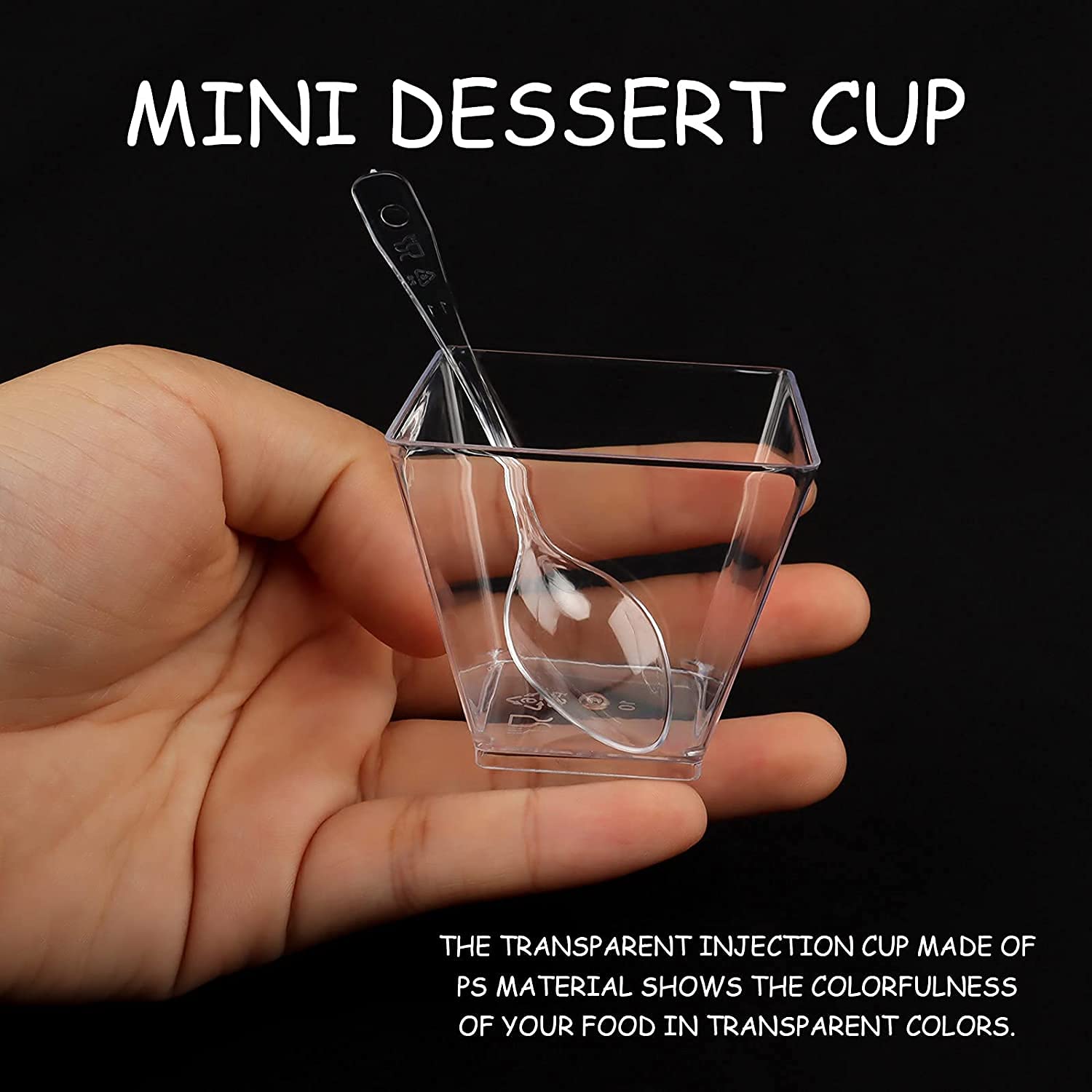 PIQIUQIU 50 dessertbekers en 50 lepels, set van 60 ml dessertkommen, doe-het-zelf