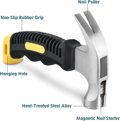 Miniatura 3 de Martillo de garra pequeño, mini martillo para mujeres y niños, martillo de campamento, martillo de tachuela, martillo de uñas con imán