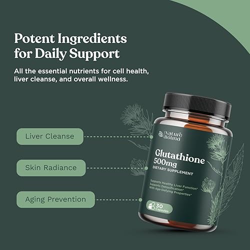 Miniatura 4 de Suplemento de glutatión puro de 500 mg GSH, píldoras blanqueadoras de piel pura, antioxidante natural con extracto de cardo mariano, silimarina,