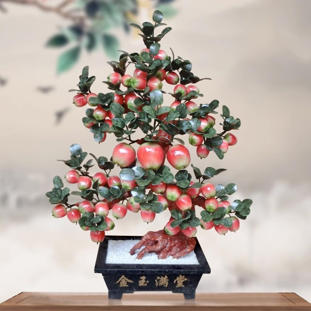 CHICKEN Piante Decorative Artificiali Jade Apple Tree Lobby Company Apertura Giada Pianta in Vaso Ingresso Soggiorno Decorazione Decorazione Domestica Artigianato Piante da Appartamento Finte